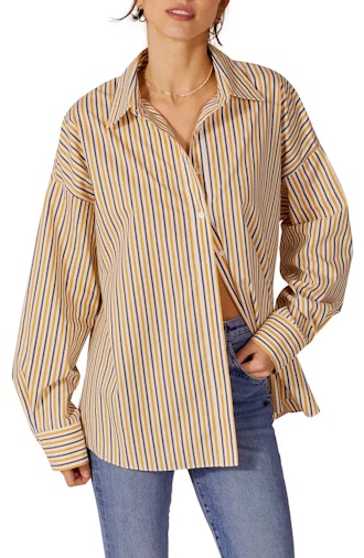 Ex-Boyfriend Stripe Oversized Button-Up Shirt