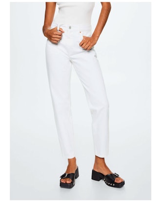 high waist mom jeans in white from mango