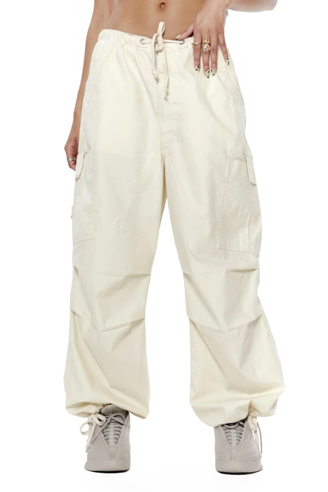 Ecru Parachute Cargo Pants 