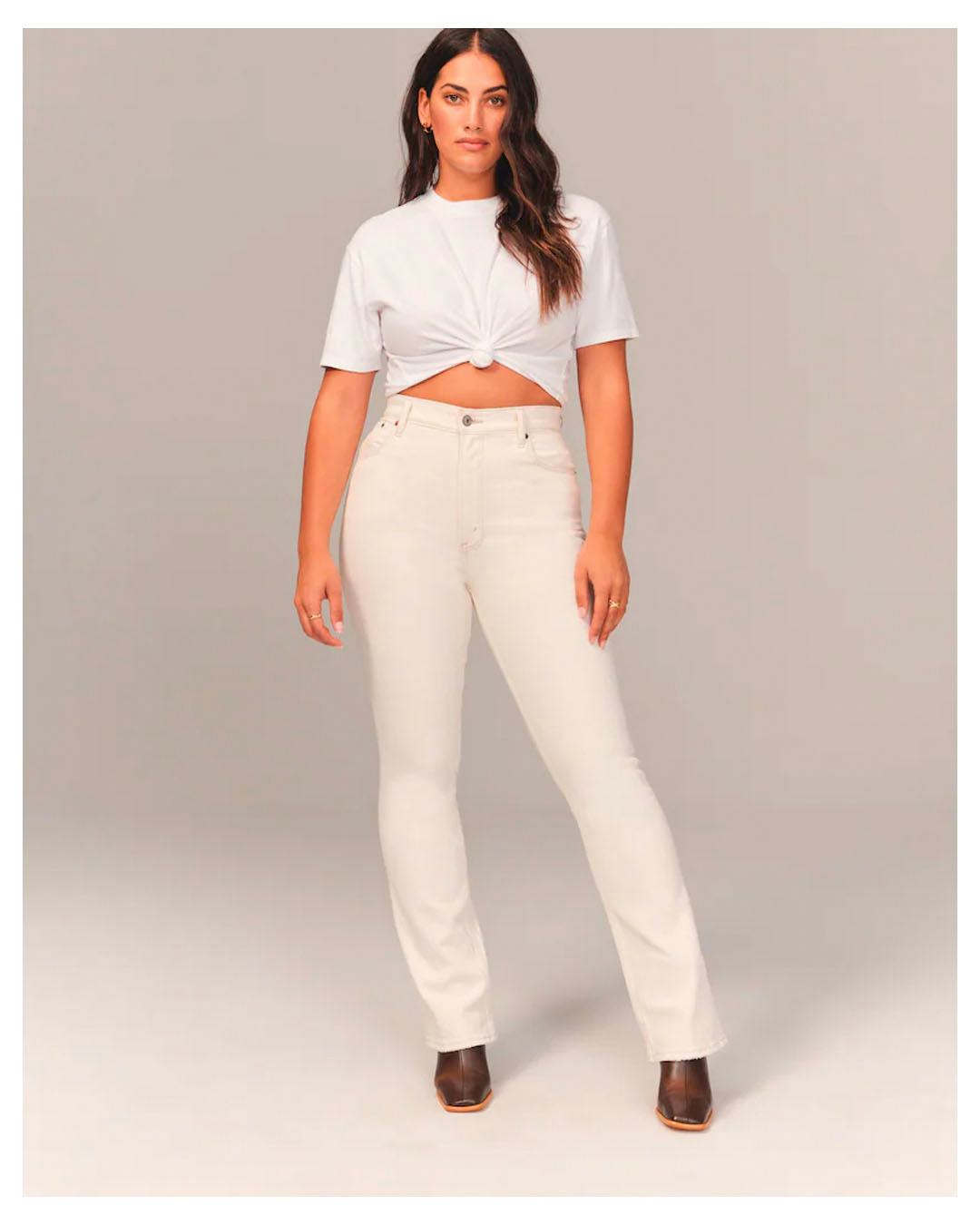 High waisted hot sale white denim