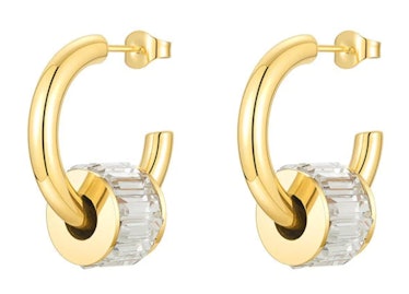 Sante Grace 18-Karat Gold Baguette Hoop Earrings