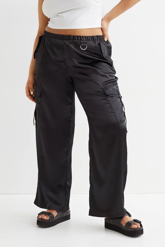 + Satin Cargo Pants