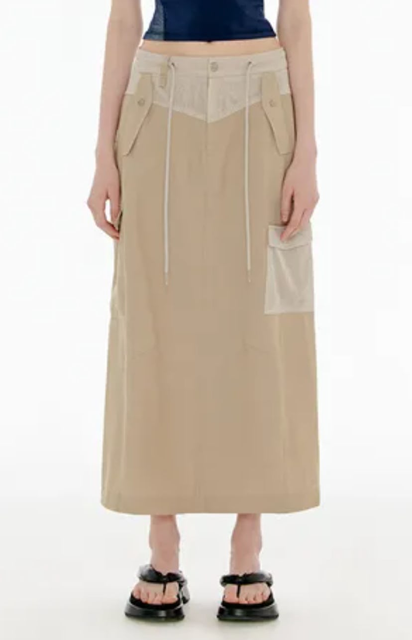Linen Mesh Cargo Skirt