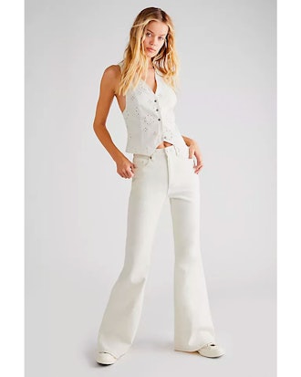 white high rise flare jeans from lee