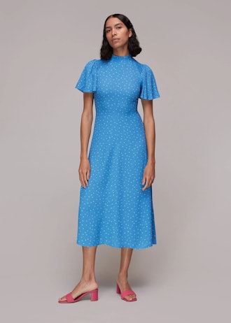 UNEVEN SPOT PRINT MIDI DRESS