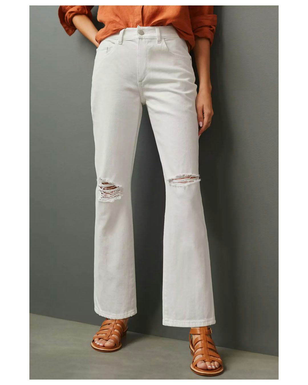 DL1961Patti High-Rise Distressed Straight-Leg Jeans
