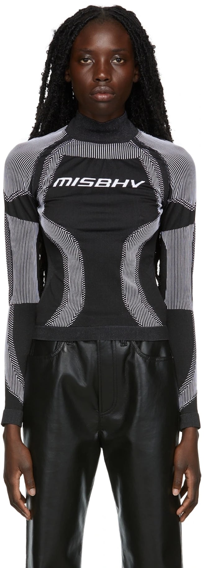 Misbhv Black & White Active Wear Sport Long Sleeve Top