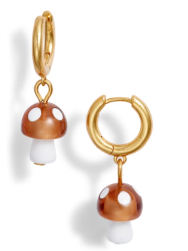 madewell huggy hoop mushroom earrings