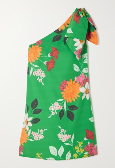 Edie One-Shoulder Floral-Print Mini Dress