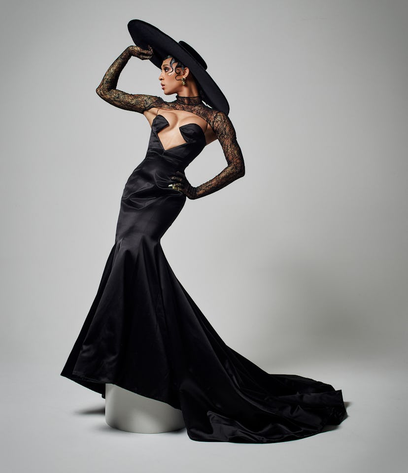 Michaela Jaé Rodriguez in black dress