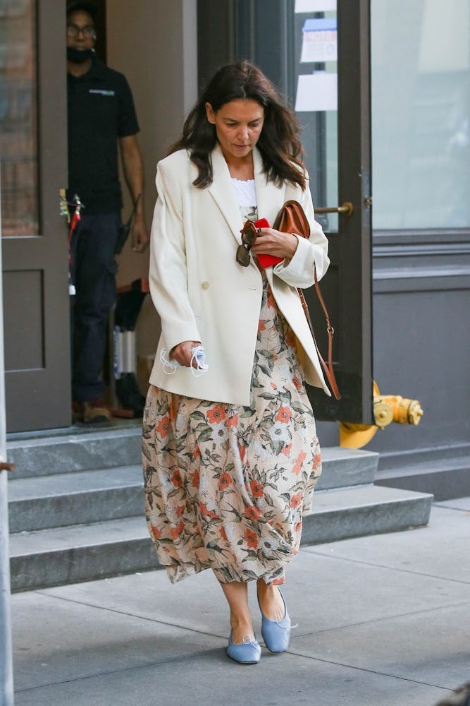 Katie Holmes in NYC wearing ballet flats