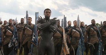 The late great Chadwick Boseman leads an army of Wakandans in 2018’s Avengers: Infinity War.