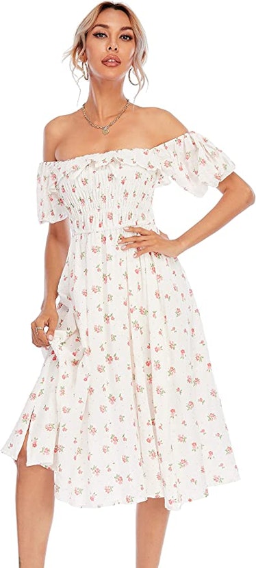 R.Vivimos Floral Print Puff Sleeve Midi Dress is an Amazon dress going viral on Tiktok