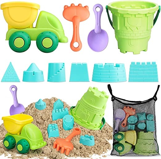 With 10 Beach Bath Sponge Toys Light Durable Kids Children Babe Beach Toy Bag 