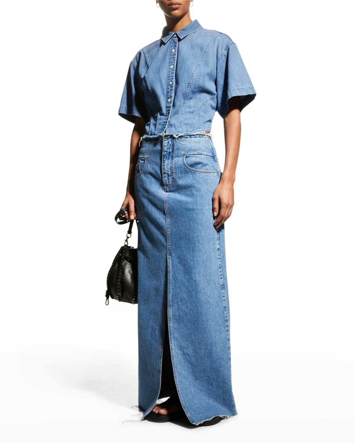 Frame Cut-Off Waist Maxi Skirt