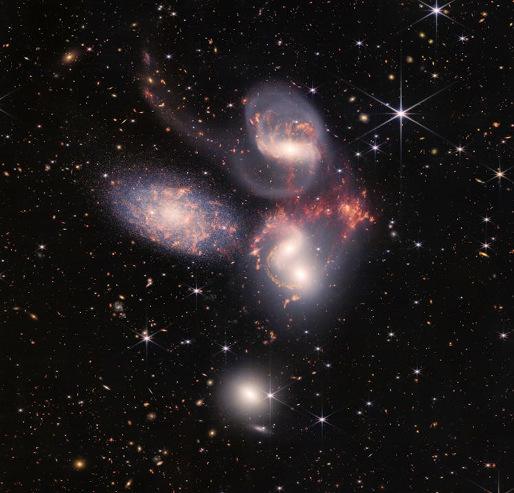 five galaxies lined up near each other