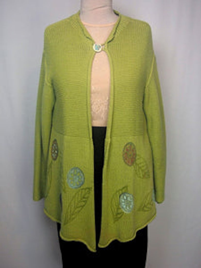 Green Leaf Print Sweater