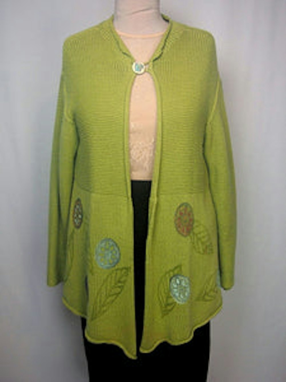 Green Leaf Print Sweater