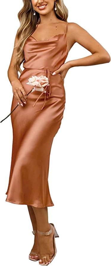 Tsher Sleeveless Spaghetti Strap Satin Dress is an Amazon dress going viral on Tiktok