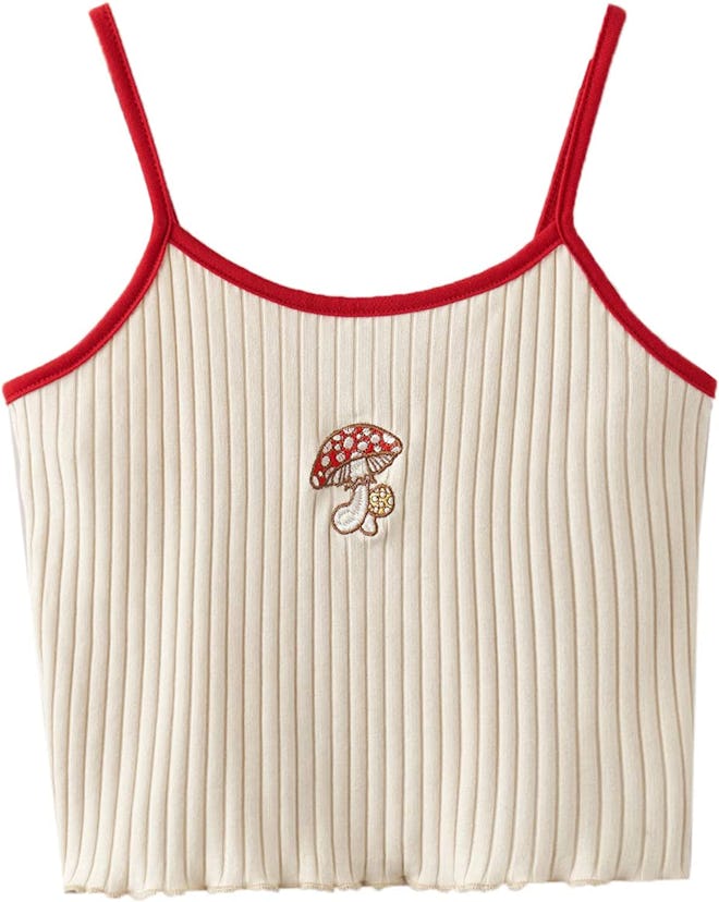 mushroom embroidery crop top from holy hux