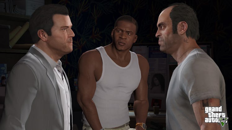 Franklin, Michael, and Trevor talking