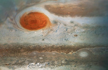 photo of swirling clouds on Jupiter