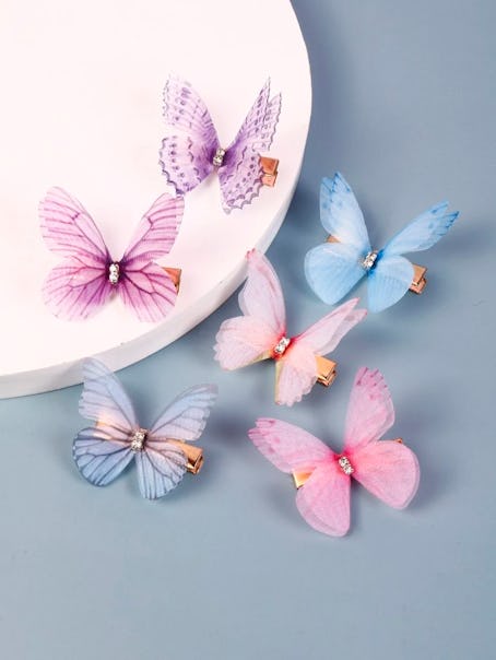 Multi-color, butterfly hair clips from Romwe with rhinestones..