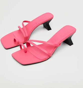 Straps Heel Leather Sandals 