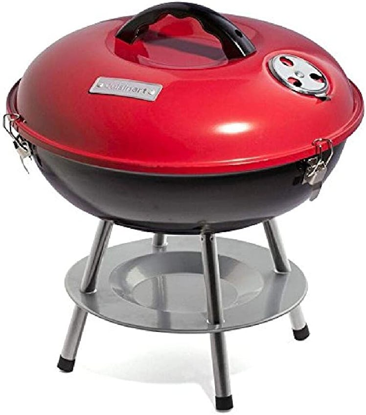 red and black portable charcoal grill