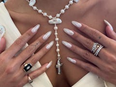 Glazed doughnut nails by Zola Ganzorigt as seen on Vanessa Hudgens 