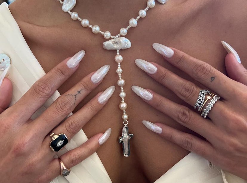 Glazed doughnut nails by Zola Ganzorigt as seen on Vanessa Hudgens