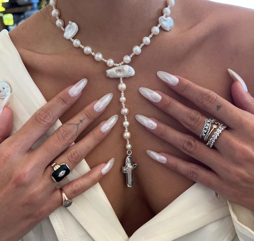 Glazed doughnut nails by Zola Ganzorigt as seen on Vanessa Hudgens