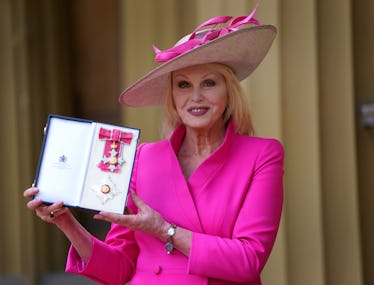 Dame Joanna Lumley in Barbie pink. 