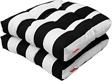 black and white all-weather seat cushions, outdoor wicker striped seat cushions