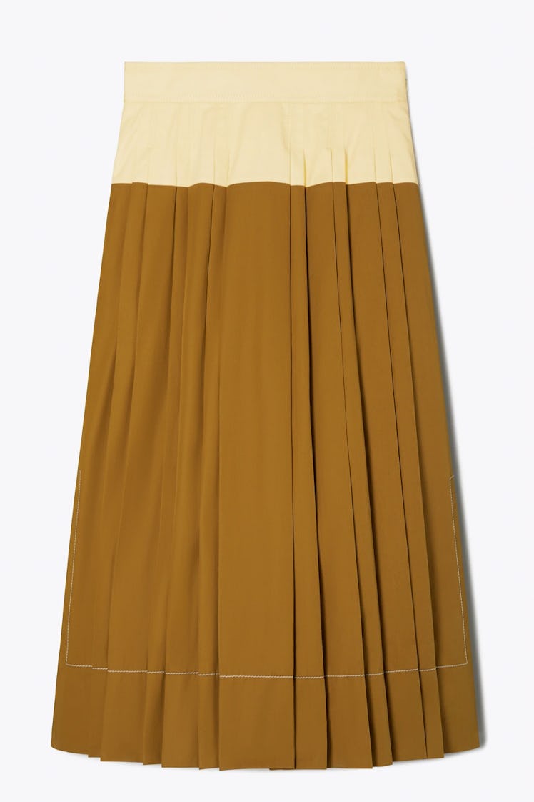Cotton Poplin Pleated Skirt