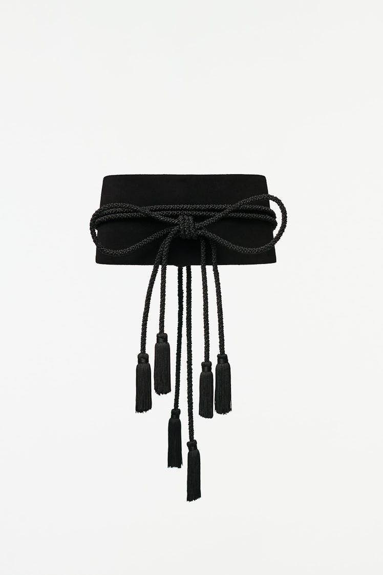 Zara black leather sash belt