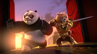 Kung Fu Panda: The Dragon Knight (L to R) Jack Black as Po and Rita Ora as Wandering Blade in Kung F...