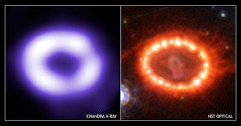 photos of a supernova remnant in x-ray and visible light