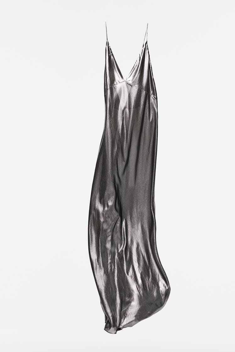 Zara metallic maxi slip dress