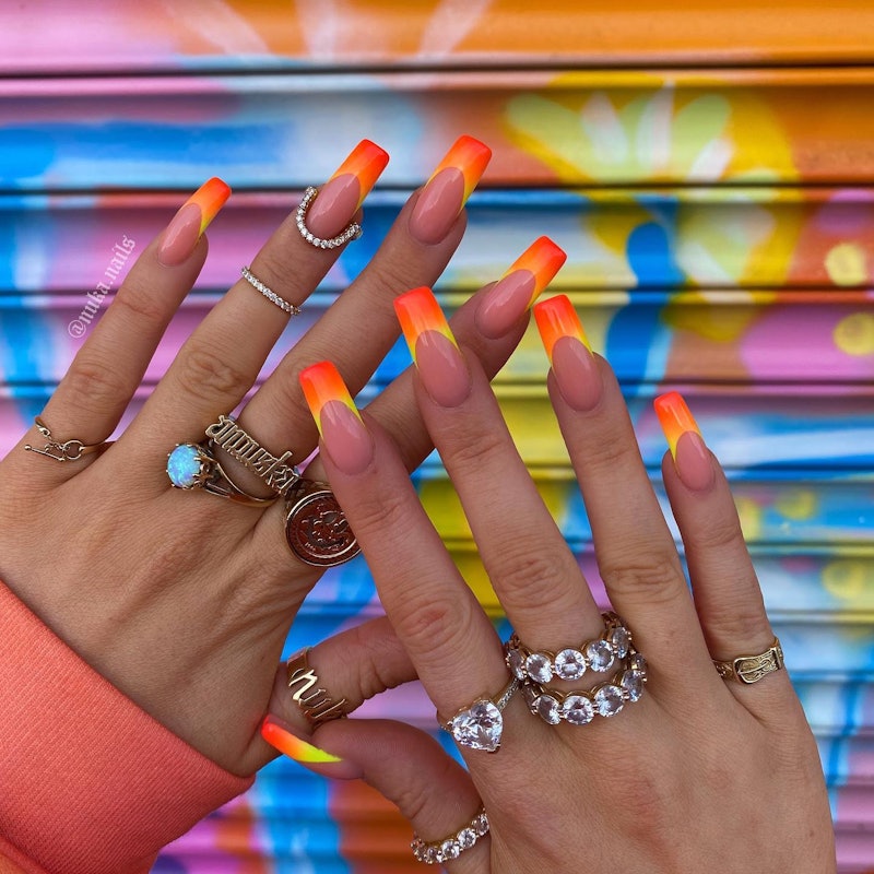Neon nails are the perfect summer manicure. Here are bright nail ideas & designs for neon French tip...