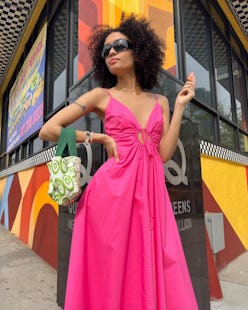 find me now pink dress