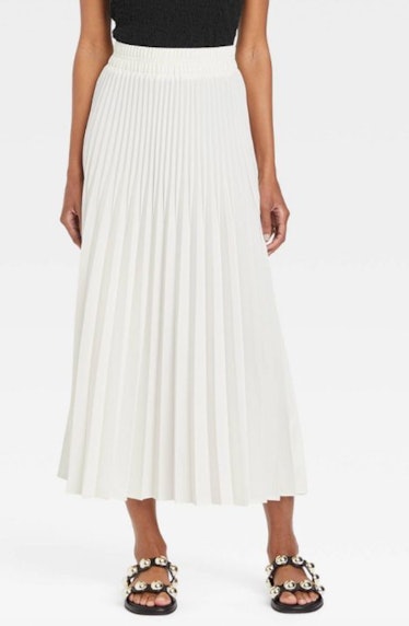 Women's High-Rise Midi Slip Pleated A-Line Skirt