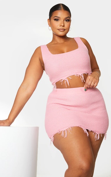 Plus Pink Raw Hem Knit Crop Top is part of the Barbiecore aesthetic