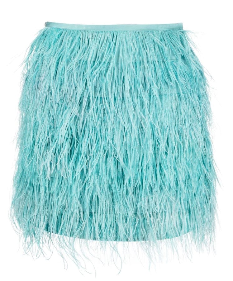 Ostrich Feather-Trim Mini Skirt
