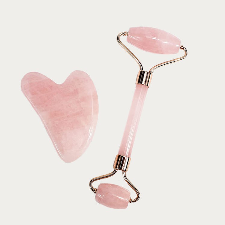 BAIMEI Rose Quartz Roller And Gua Sha (2 Pieces)