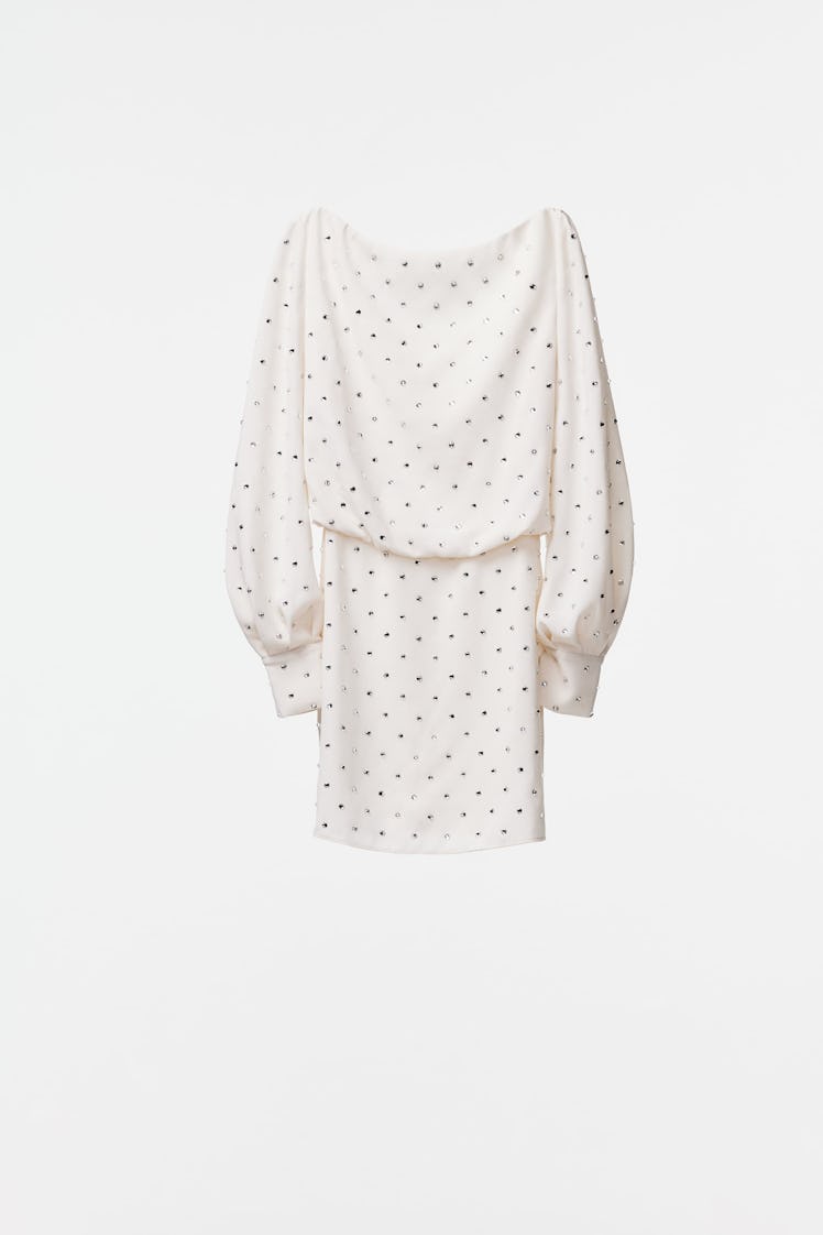 Zara white rhinestone dress