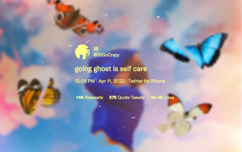 A "going ghost is self care" tweet