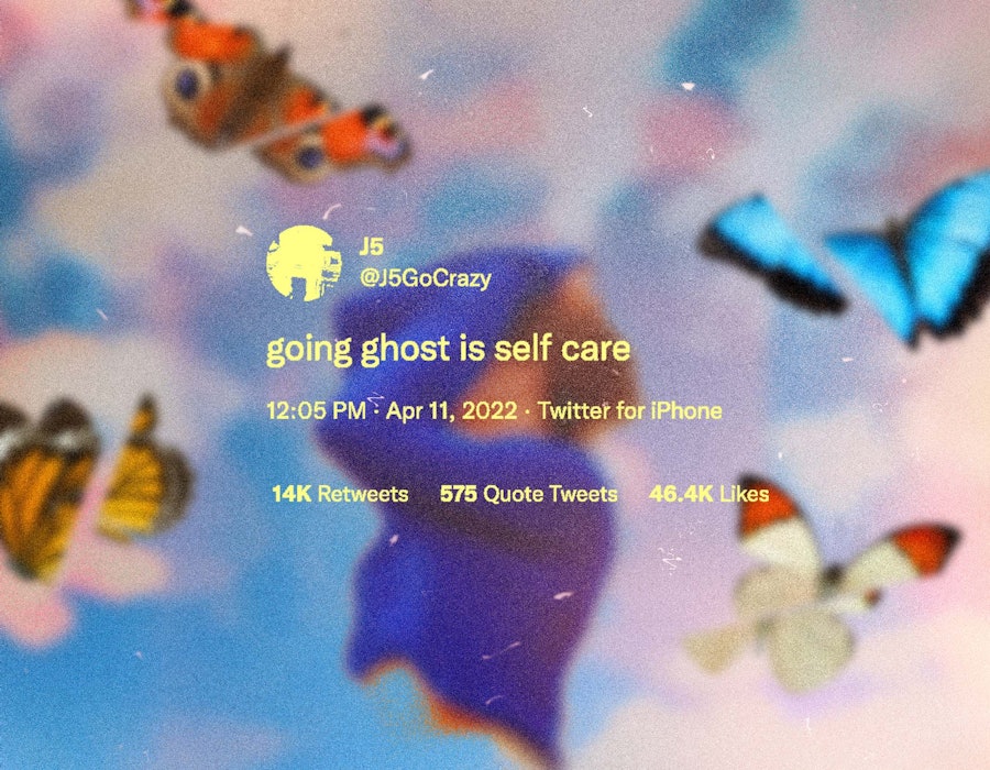 A "going ghost is self care" tweet 