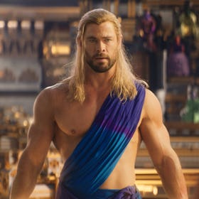 Brad Pitt as Thor in "Thor: Love & Thunder"