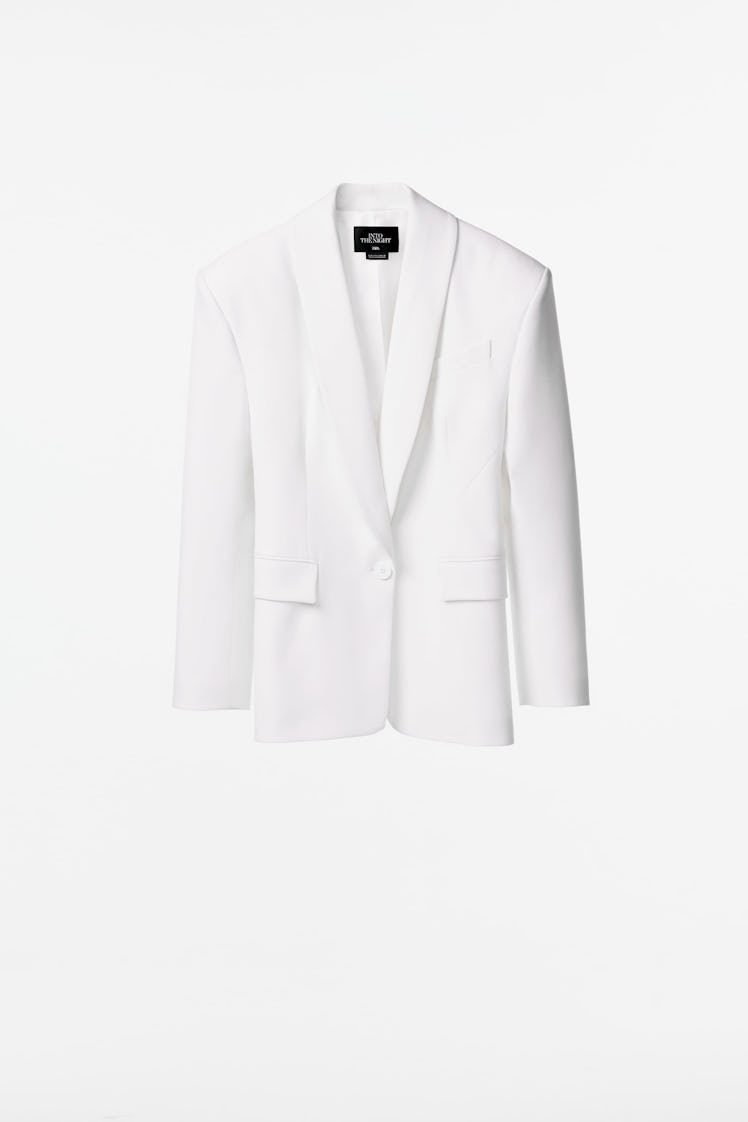 Zara white shoulder pad blazer